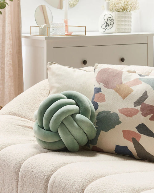 Dekorativní sametový polštář s mašlí – 20/30 cm v barvách mátově zelená, světle šedá a černá